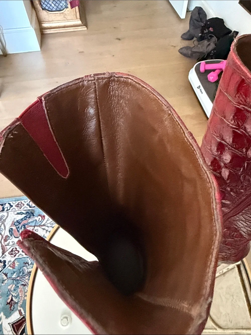 Women’s Red Croc-Embossed Boots